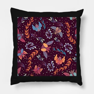 Beetle and plants pattern Pillow