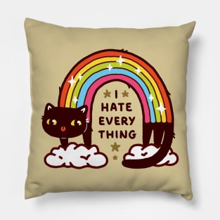 Cute Sarcastic Rainbow Cat That Hates Everything Pillow