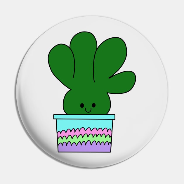 Cute Cactus Design #14: Smiling High 4 Succulent Pin by DreamCactus