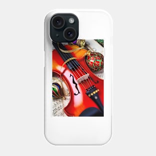 Beautiful Brouque Violin With Lovely Christmas Ornaments Phone Case