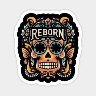 Sugar Skull Old School Tattoo Art 'Reborn' Magnet