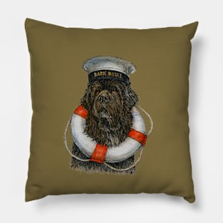 Newfoundland Dog with Life Ring and Sailor Cap Pillow