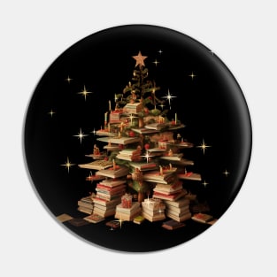 Merry Bookmas Books Christmas Tree Funny Reading Lover Christmas Pin