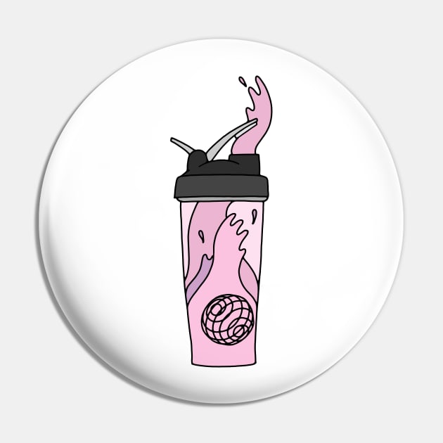 Strawberry Pink Protein Shake Shaker Pin by murialbezanson