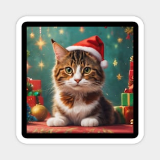 Funny Christmas Cat Magnet