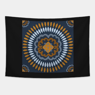 Navy and Mustard Mandala Tapestry