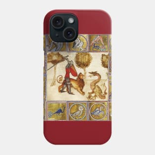 ARTHURIAN LEGENDS ,YWAIN AND HIS LION FIGHTING A DRAGON Medieval Miniature Phone Case