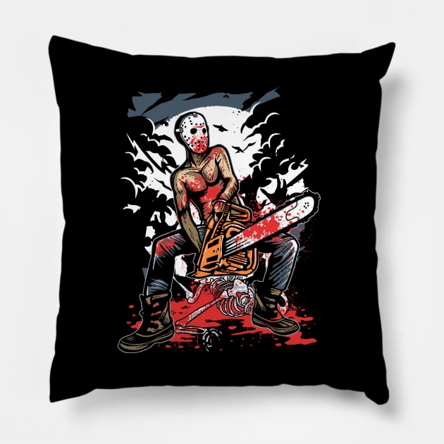 Chainsaw Killer Pillow by drewbacca