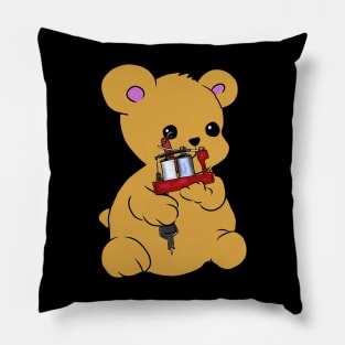 Kawaii Teddy Bear with a bulldog Tattoo machine Pillow