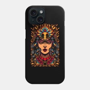 Traditional Tattoo Indian Woman & bird skull Phone Case