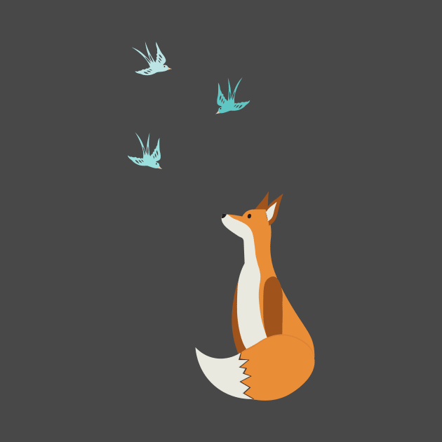 Simple Cute Fox Watching the Birds by Eliza-Grace