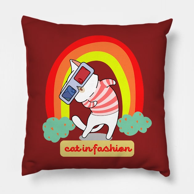 cat in fashion Pillow by Richard75