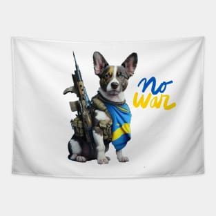 Dog Ukrainian Soldier, funny dog, dog lovers Tapestry