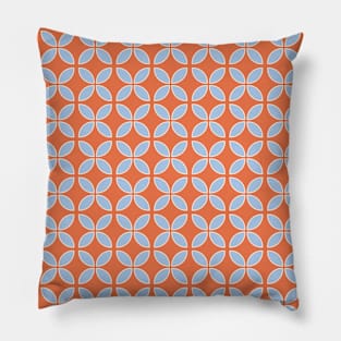 Retro Geometric Pattern Apricot Crush, Blue Pillow