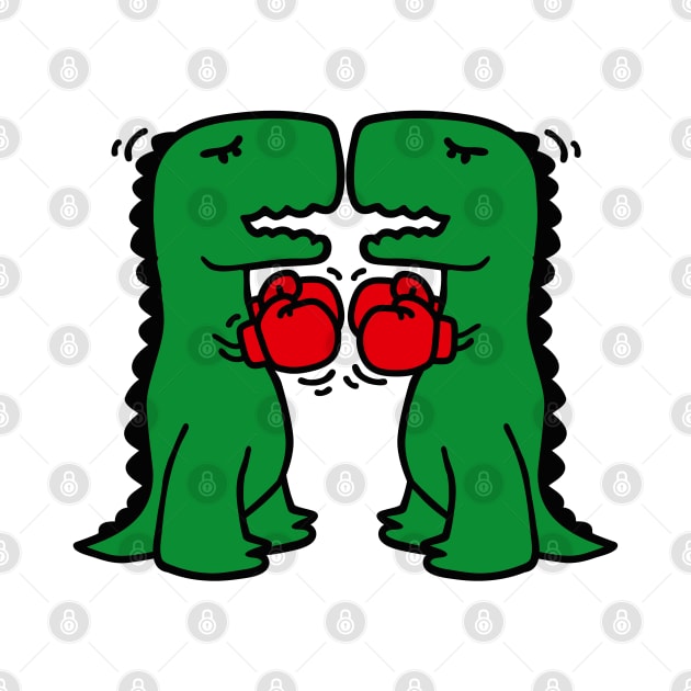 Funny boxing dinosaurs boxing school kids cartoon by LaundryFactory