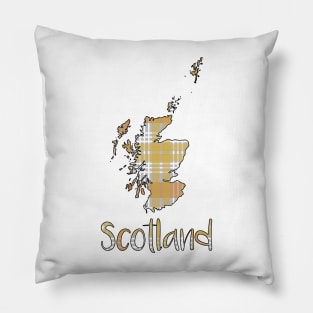 Scotland Metallic Tone Christmas Tartan Map Typography Design Pillow