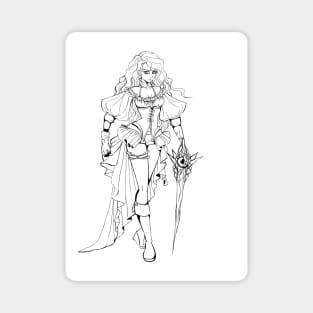 Blue Hair Warrior Lineart Magnet