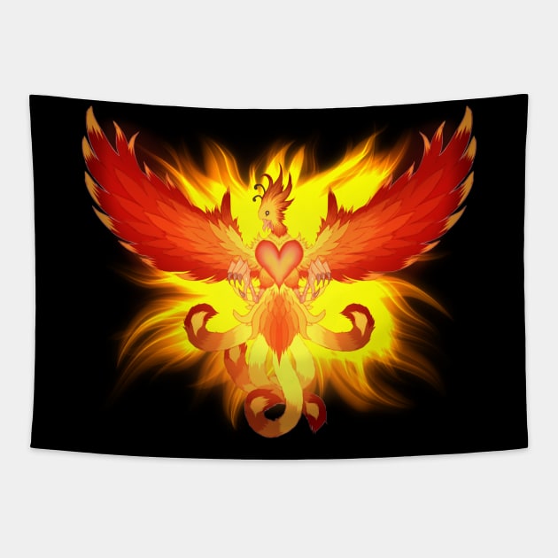 Flaming Bird Tapestry by Martinuve