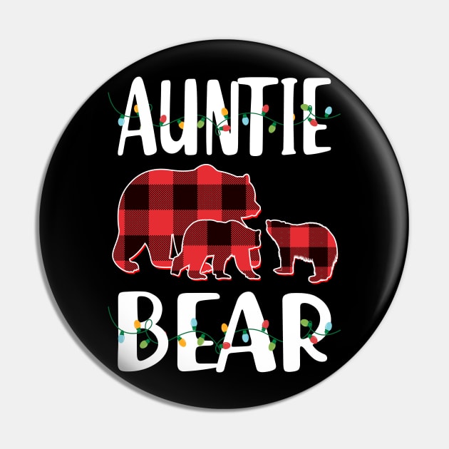 Aunt Bear Red Plaid Christmas Pajama Matching Family Gift Pin by intelus