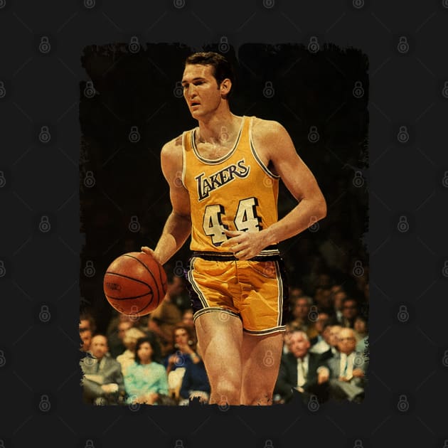 Jerry West - Vintage Design Of Basketball by JULIAN AKBAR PROJECT