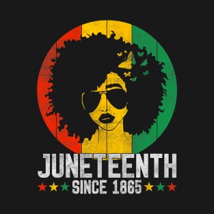 Juneteenth 1865 Melanin Black Women Natural Afro Hair T-Shirt