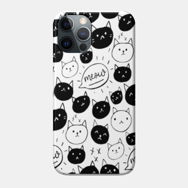 Cat Kitty Kitten Pet Black White Pattern Seamless Design Wallpaper Cat Pattern Phone Case Teepublic Find and download black wallpaper on hipwallpaper. teepublic