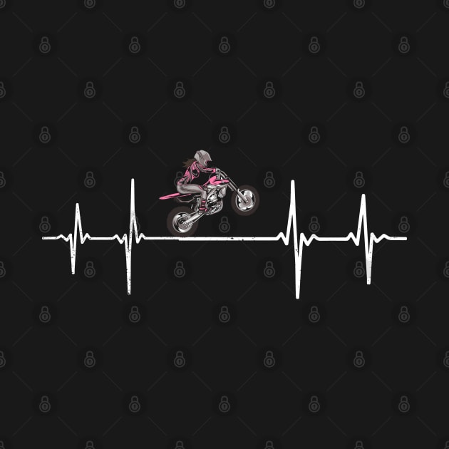 Motocross Girl Heartbeat Love Pulse by Shirtbubble