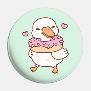 Cute Goose With Donut Around Neck Pin