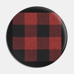 Red and Black Textured Buffalo Plaid Pin