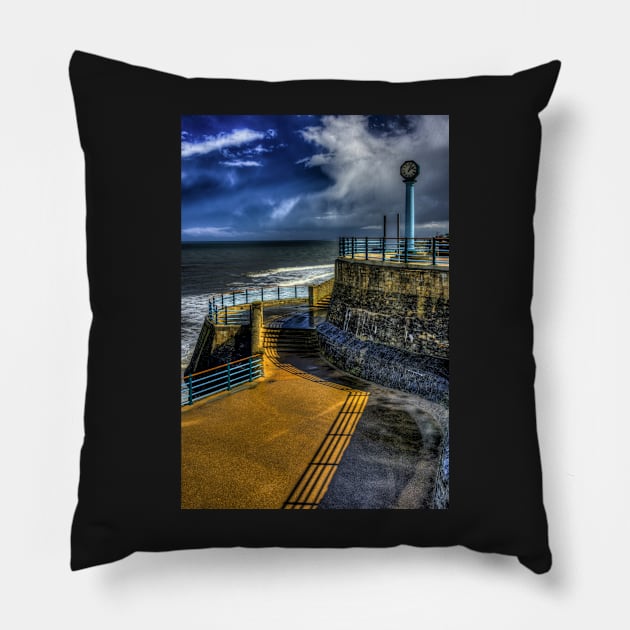 Grant's Clock on Whitley Bay Promenade Pillow by axp7884