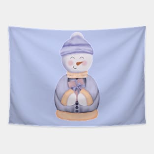 Christmas Snowman with Gift Box. Tapestry