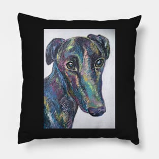 Colourful black greyhound lurcher Pillow