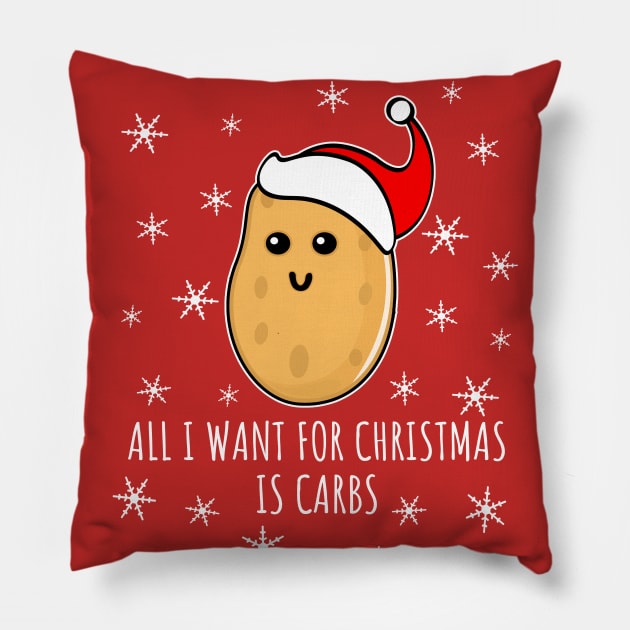 All I Want For Christmas Is Carbs - ugly christmas Pillow by LunaMay