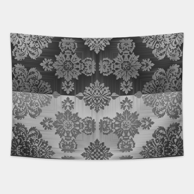 Gray Black Damask Wallpaper Damask Tapestry Teepublic
