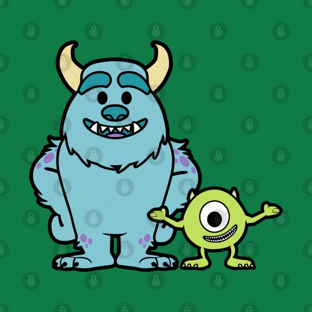 James and Mike Monster Inc Chibi Duo by bonekaduduk