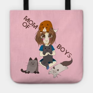 Mom Of Boys , cute mom of cats t-shirt Tote