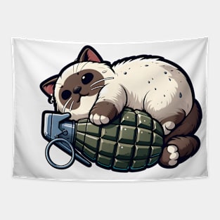 Cat and Grenade Tapestry