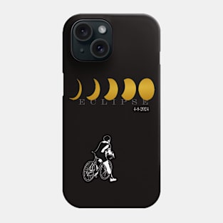 Eclipse Solar Total 2024 en bicicleta en buen tiempo Phone Case