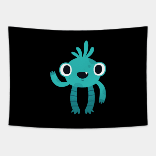 Blue big-eyed monster Tapestry