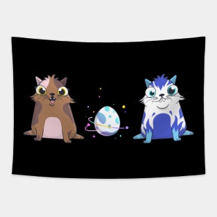 CryptoKitties - 2 Cats and Egg Tapestry