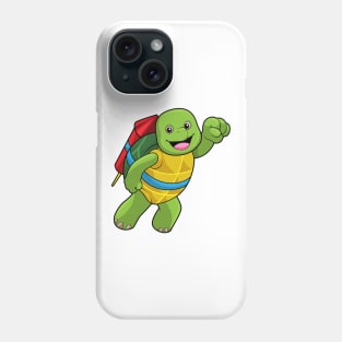 Turtle at Flying with Rocket Phone Case