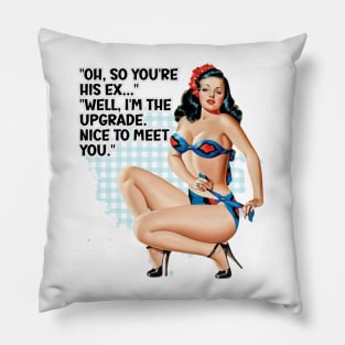 Retro Housewife Humor  Beautiful Brunette Pin-up Girl Illustration Art Pillow