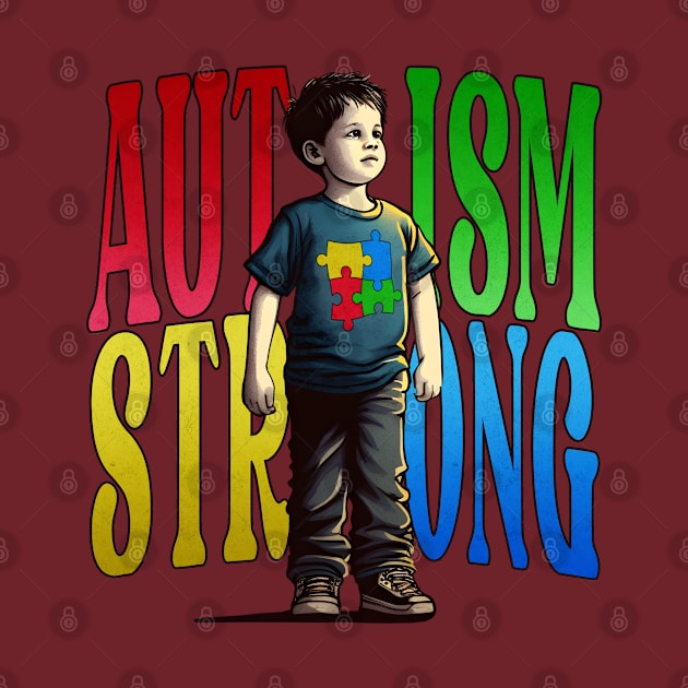 Autism Strong Autism Awareness proud Kid Boy Gifts Family by Genie Designs