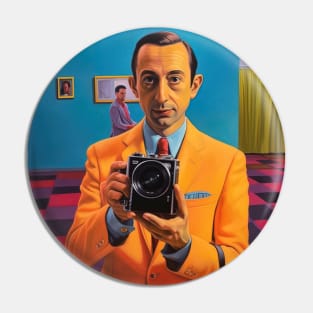 pee wee herman taking picture, art Pin