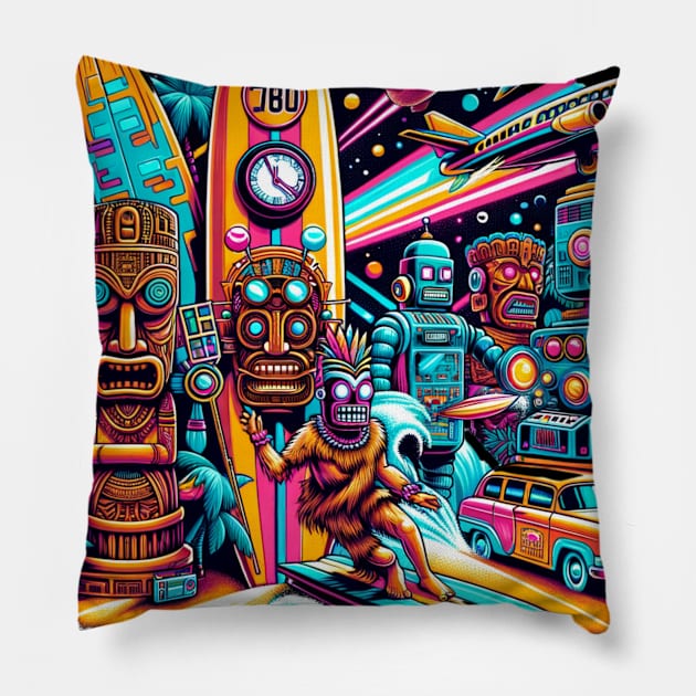 Time-Traveling Tiki Party Pillow by shipwrecked2020