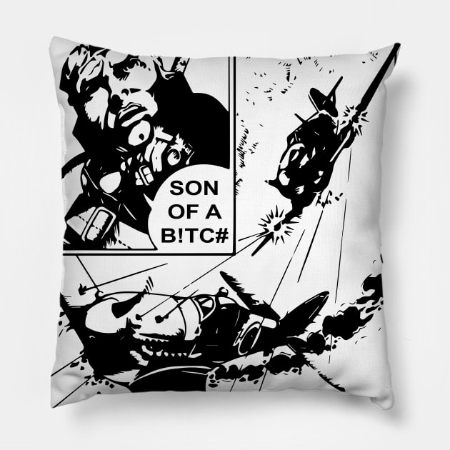 Comic Book Page Dogfight Pillow by Mandra