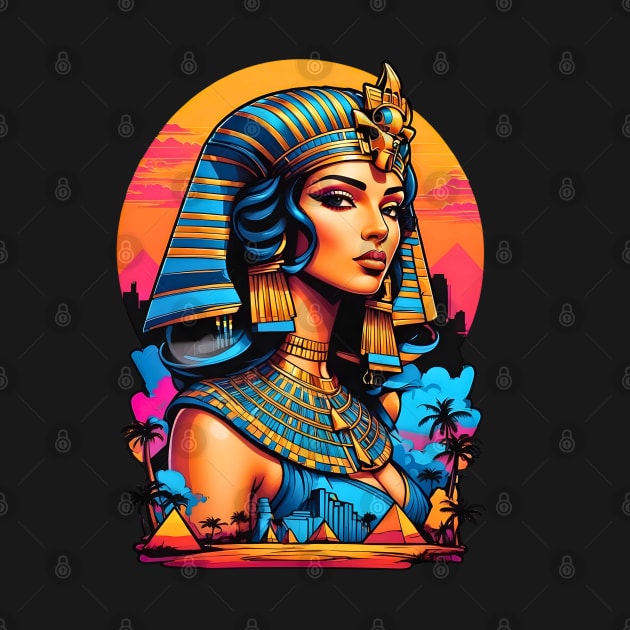 Cleopatra Queen of Egypt retro vintage floral design by Neon City Bazaar