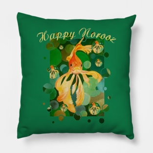 Happy Norooz Cat New Year Goldfish In Green Sea Pillow