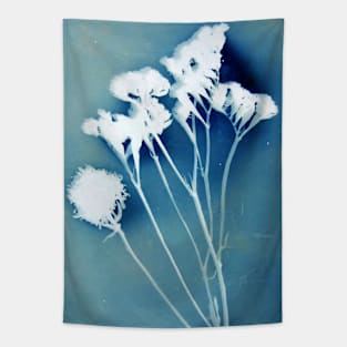 Blue Strawflower Tapestry