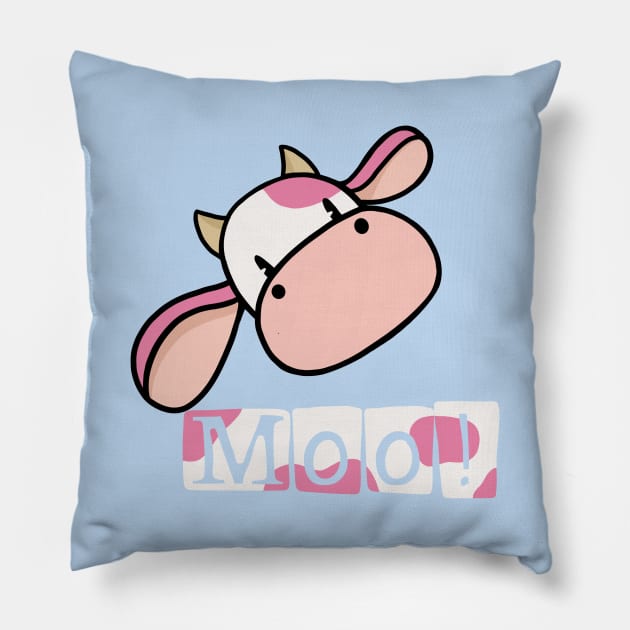 Strawberry cow moo Pillow by Pickle-Lily